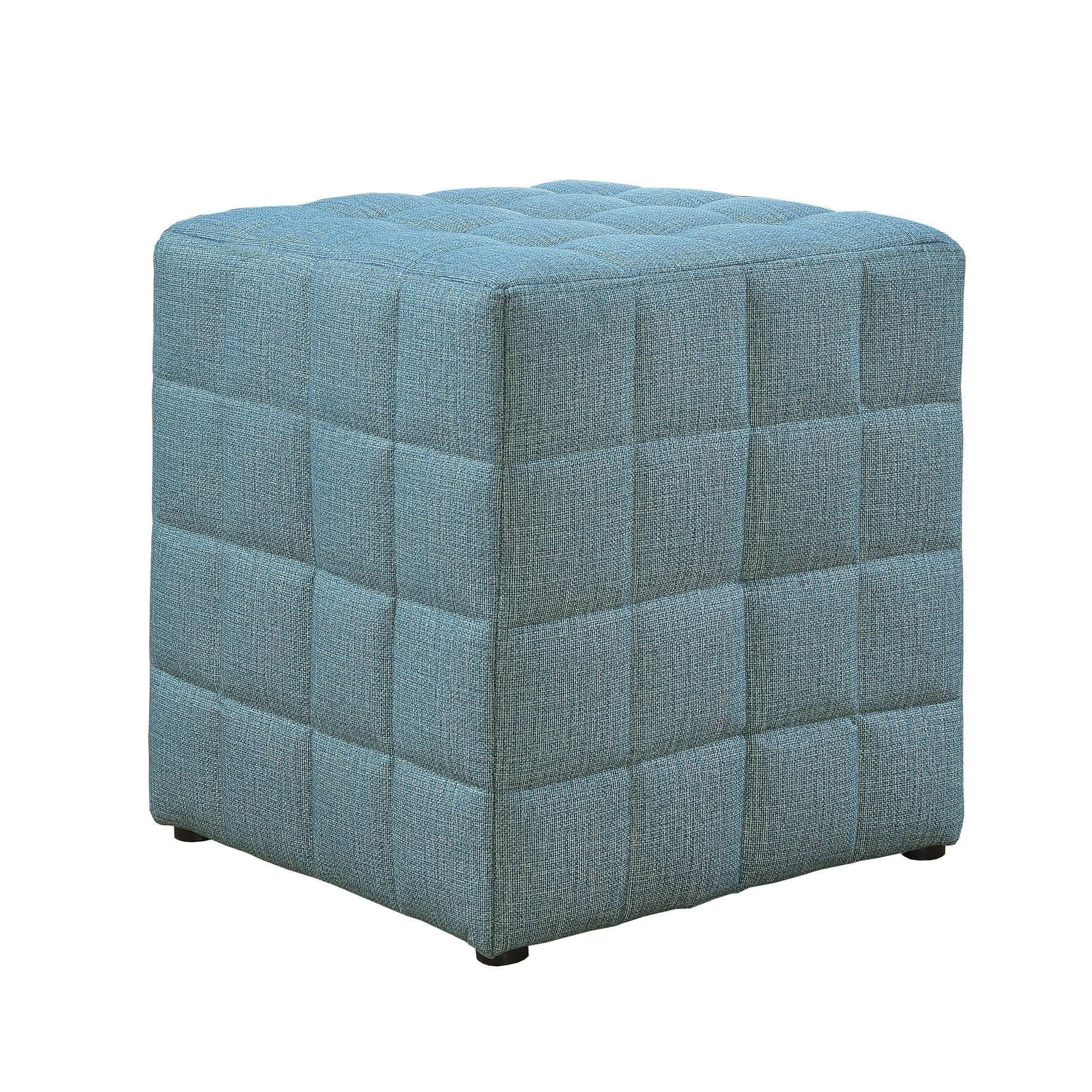 Offex Contemporary Blue LinenLook Upholstered Cube Ottoman Walmart