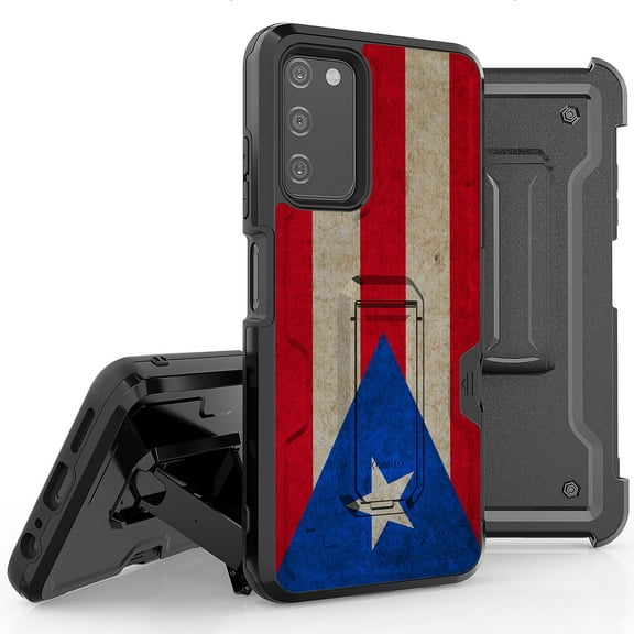 Armor Kombo Holster Rugged Cover Designed For Samsung Galaxy A03S Case Transparent Clear And Skull Series