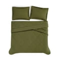 thumbnail image 4 of Cannon 200 Thread Count Percale Oversized Comforter Set Olive Green Cotton 3-Piece King Comforter Set, solid color themed, for Men and Women, OEKO-TEX Certified Confidence, 4 of 6