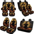 thumbnail image 3 of Uorisanigo Black Cat Pumpkin 10 Pcs Cars Seat Covers with Comfortable Soft Car Steering Wheel Cover Auto Water Cup Coaster Cars Seat Belt Cove Chapstick Holder Universal Fit Most Car SUV, 3 of 7
