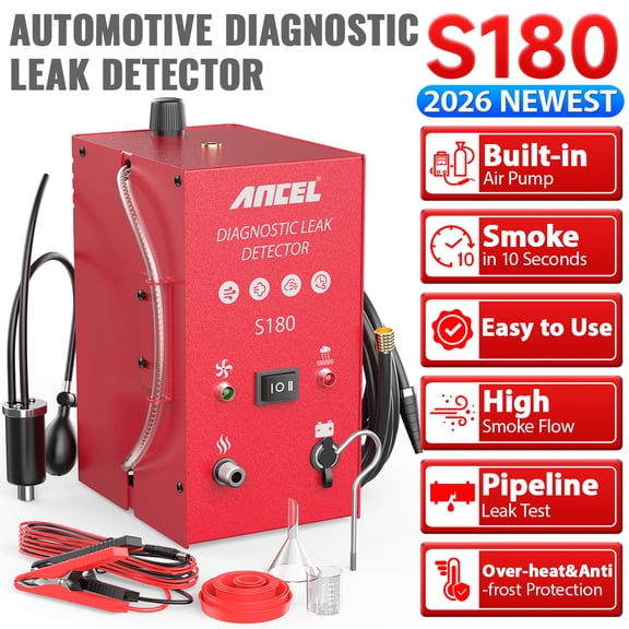 ANCEL S180 Automotive Smoke Machine Leak Detector with Built-In Air Pump, EVAP Smoke Machine Fuel Pipe Vacuum Diagnostic Tester for Cars Motorcycles Trucks