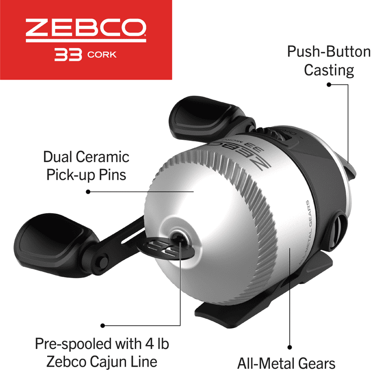Zebco 33 Cork Micro Spincast Reel and Fishing Rod Combo, 5-Foot 2-Piece  Graphite Rod with Cork Handle, Size 10 Reel, QuickSet Anti-Reverse Fishing