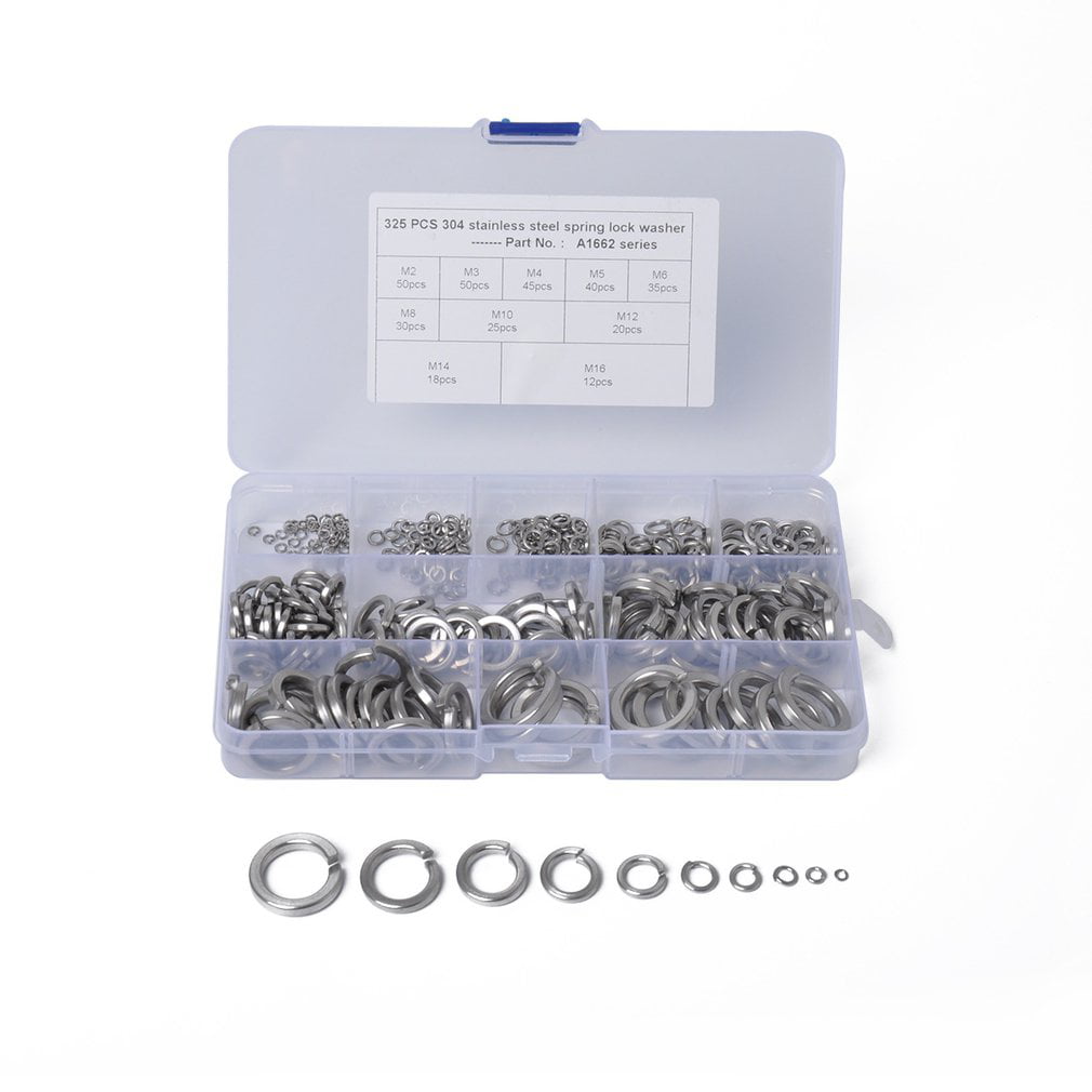 /Pack Details about   M12 304 Stainless Steel Flat Washer & Split Spring Lock Assortment Set 