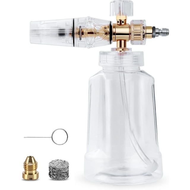 czcpp-Foam Cannon - Pressure Washers Foam Cannon with 1/4 Inch Quick Connect, Adjustable Nozzle Snow Wash Cannon with 1 L Bottle, Professional Car Foam Cannon Fits Most Power Washing(4000 PSI)