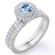 thumbnail image 1 of JeenMata Anillo Nupcial con Filigrana Art Déco de 1,75 Quilates de Aguamarina y Moissanita de Talla Brillante Redonda con Halo Pavé Engastado en Oro Blanco de 18 K sobre Plata, 1 of 6