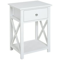 HOMCOM Side Table, Farmhouse End Table with Storage Drawer for Living Room, White