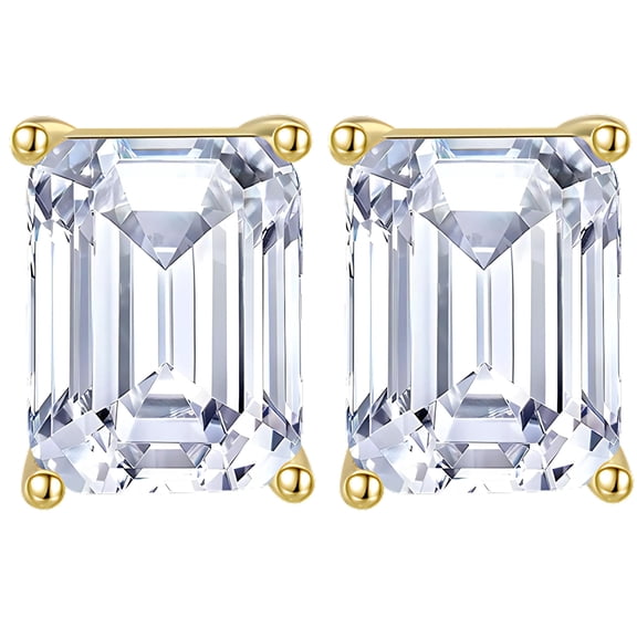 Emerald Cut Stud Earrings for Women 7.5 Ct Sterling Silver Studs for her Ginger Lyne Collection