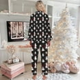 thumbnail image 4 of pajama sets with pockets for women 2 piece cotton sleepwear with side pockets Women's Christmas Tree Print Button Pocket Long Sleeve Trousers Home Pajama Set, 4 of 5