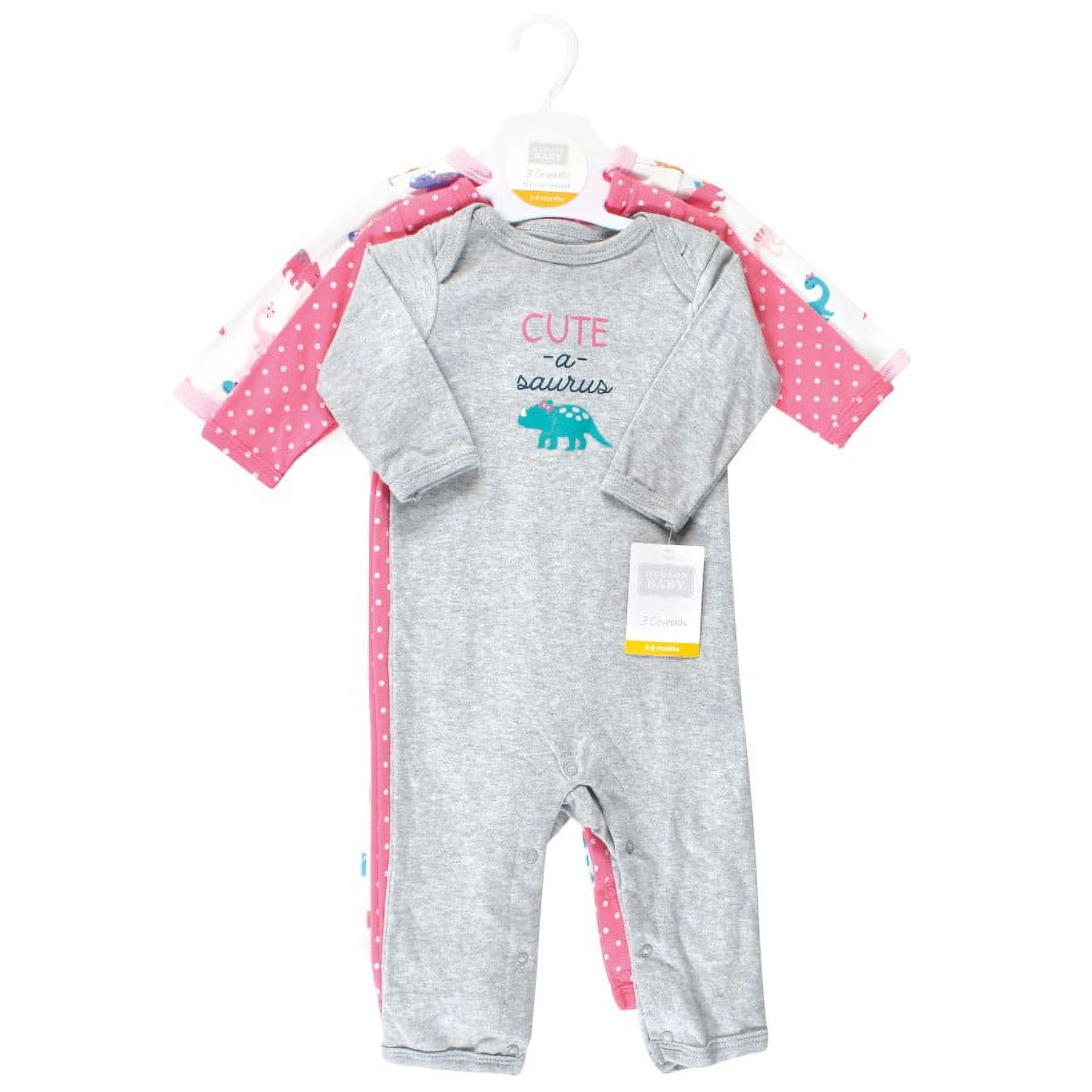 Hudson Baby Infant Girls Cotton Coveralls, Cuteasaurus, 0-3 Months