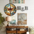 thumbnail image 4 of Stained Glass Dragonfly Wall Clock Art Decor Design Piece 10-Inch Silent Wooden Wall Clock, Battery Operated (AA Batteries Not Included), Artistic Home Decor, 4 of 7