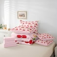 thumbnail image 6 of Feelyou Cartoon Red Cherry Bedding Comforter Set 7pcs, Pink Cherry Blossoms King Bedding Sets, Teens Kids Boys Girls Reversible Bed Sheets, Microfiber Bedroom Decor, 6 of 8