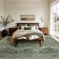 thumbnail image 2 of KoshiMe Washable Area Rug 8'x10', Non-Slip Soft Vintage Distress Floral Rugs for Living Room, Stain Resistant Low Pile Medallion Carpet for Dining Room Office, Dark Green Gray, 2 of 9