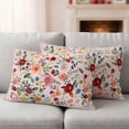 thumbnail image 2 of Pink Flowers Outdoor Pillow Covers 20x12 Set of 2,Waterproof Patio Throw Pillowcase Protectors,Spring Farmhouse Floral Leaves Vintage Lumbar Decorative Pillow Shams Cushion Covers for Seat Bed Couch, 2 of 8