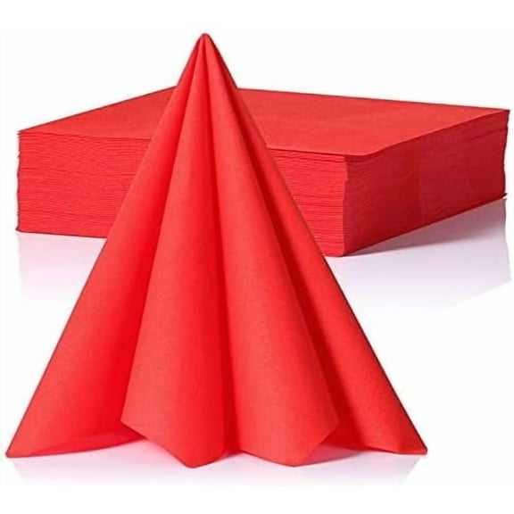 LEKOCH Premium Large Disposable Red Paper Napkins Air Laid Guest Towel Linen Feel Red Wedding/Party Napkins(50 Pcs)