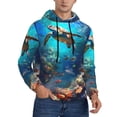 thumbnail image 2 of Pofeuu Underwater Fish Turtle Print Mens Casual Hooded Collar Drawstring Hoodies Pullover Sweatshirts Casual Long Sleeve Shirts-Medium, 2 of 7