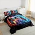 thumbnail image 3 of jejeloiu Teens Gamepad Queen Comforter Set,Modern Video Game Bedding Sets,Orange Blue Black Bedding Comforter Set For Boys Kids,Ultra Soft Home Decor Reversible,3 Pieces, 3 of 8