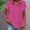 Hot Pink 1, variant on Outfmvch Cotton Linen Tops for Women Casual Loose Fit V Neck Summer Beach Tops Summer Soft Fashion Button Down Roll Up Sleeve Collar Blouse Tunic Tshirts Plus Size Tops Beige 1 L
