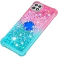 thumbnail image 2 of case for Samsung Galaxy A22 5G (N0 4G) Case w/Ring Holder,Creativity Clear Gradient Quicksand Glitter Flowing Liquid Floating Women Girls Cute Case TPU Cover for Samsung Galaxy A22 5G JB Powder Blue, 2 of 14