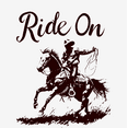 thumbnail image 2 of Cowboy "Ride On" Women's White Crew Neck Short Sleeve Top-Small, 2 of 3