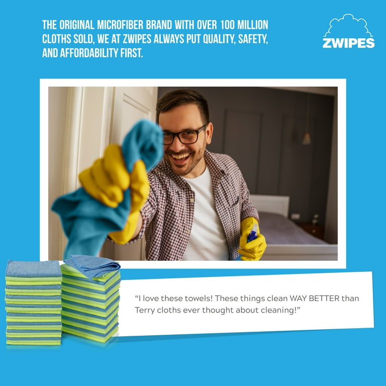 Zwipes 12 in. x 16 in. Multi-Colored Microfiber Cleaning Cloths