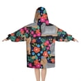 thumbnail image 2 of Yorkie Dog and Flower Florals Blanket Hoodies for Kids 6-13YR Oversize Wearable Blanket Hoodies for Boys Girls Teens, 2 of 7