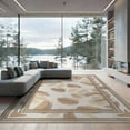 thumbnail image 2 of ODIKA 8'x10' Washable Area Rug Boho Faded Cream Tonal Shapes Beige Bordered Decorative Neutral for Living Room, Under Sectional, Family , Durable, Non-Slip, 2 of 7