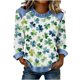 thumbnail image 3 of TaTaai Soft Comfy Womens Long Sleeve Shirt St Patrick Print Patchwork Round Neck Solid Color Casual Blouse Spring Daily Holiday Vacation Party Wear Gift, 3 of 5