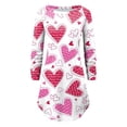 thumbnail image 4 of Honeeladyy - Vestido mini informal, cómodo y holgado de manga larga con cuello redondo y estampado de amor colorido para mujer, ideal como regalo de San Valentín, 4 of 5