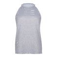 thumbnail image 4 of Wycnly Tank Tops for Women off Shoulder Hollow out Breathable Loose Vest Tops Summer Solid Halter Sleeveless Shirts Fashion Blouses Gray m, 4 of 5