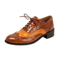 thumbnail image 6 of Oxford Shoes for Women Lace up Wingtip Vintage Pattern Leather Low Heel Pumps Shoes Business Work Casual Dress Shoes Brown Size 8, 6 of 6