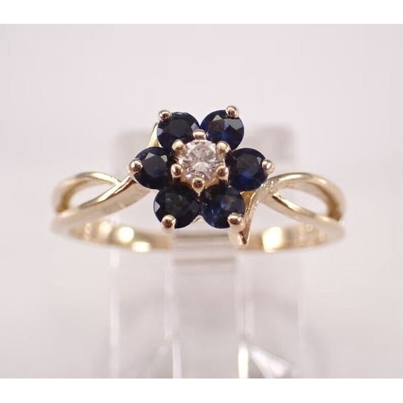 2 Ct Round Cut Simulated Blue Sapphire Engagement Ring In 14k Yellow Gold Plated