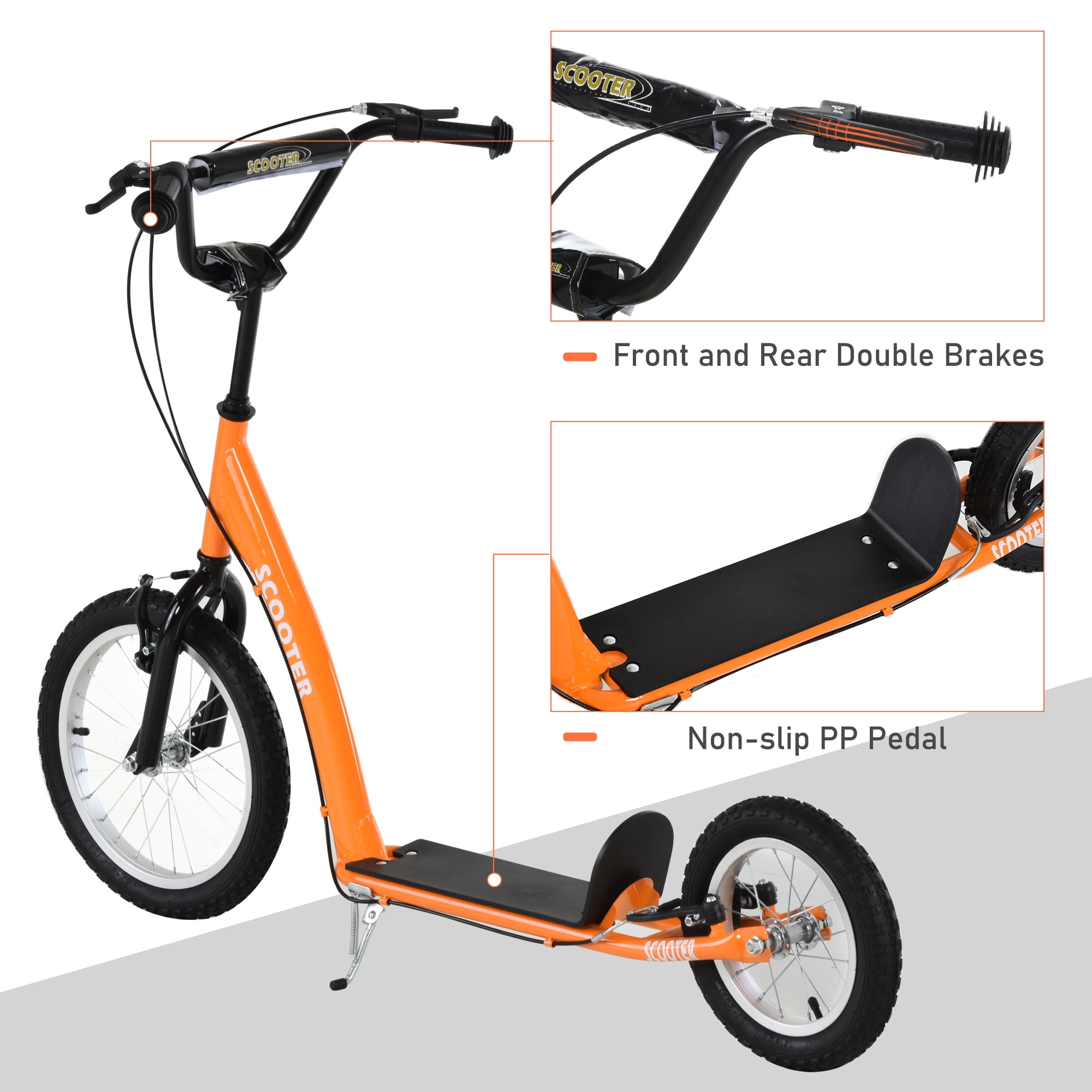 KIDS KICK SCOOTER Adjustable Handlebar Ride-On Toy Lightweight Steel Orange 