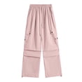 thumbnail image 4 of UJNDER Girl's Loose Fit Wide Leg Trousers for Comfortable Outdoor Play Cargo Sweatpants,Pink,6-7 Years, 4 of 7