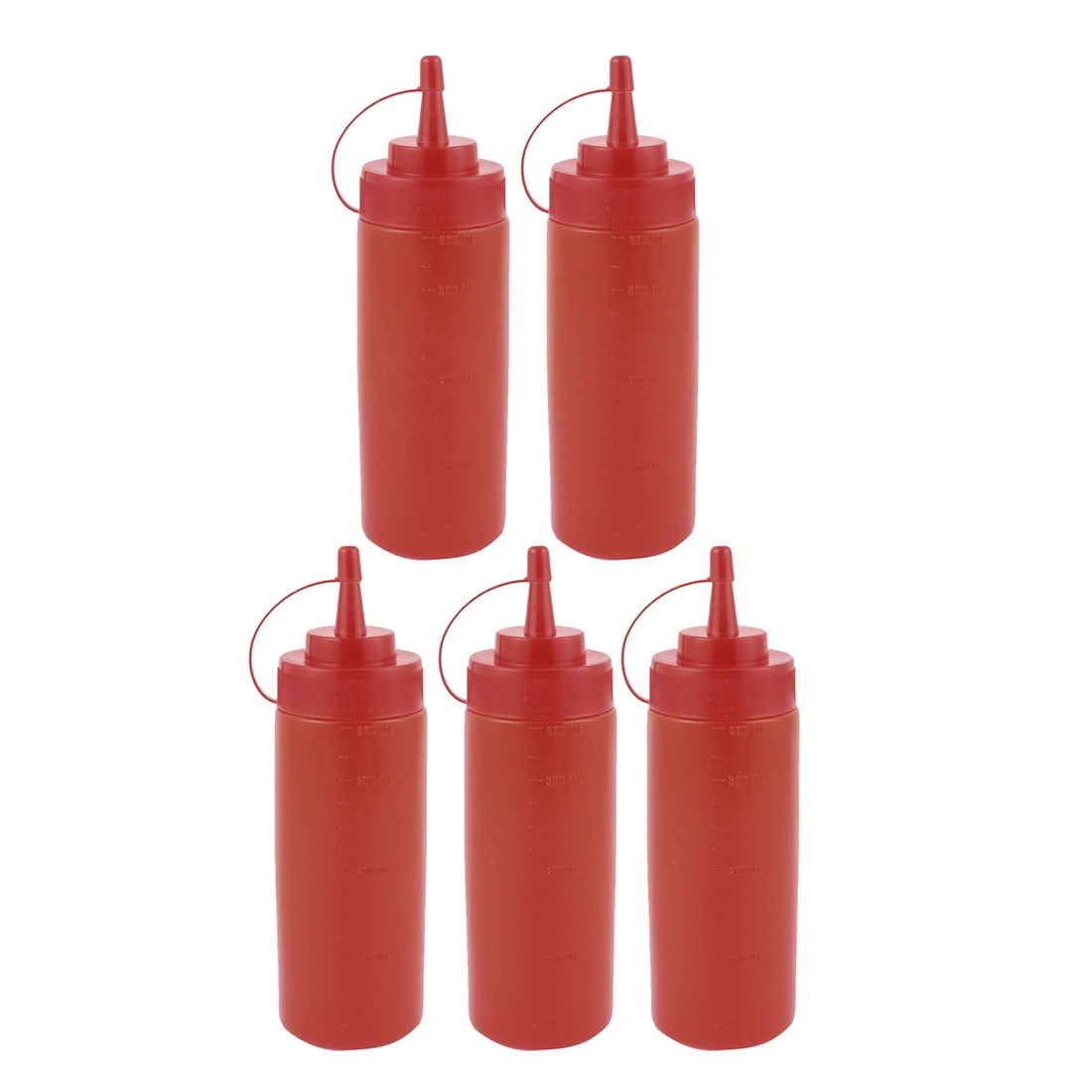 5Pcs 360ml Kitchen Plastic Squeeze Bottles Condiment Ketchup Mustard Oil Salt by