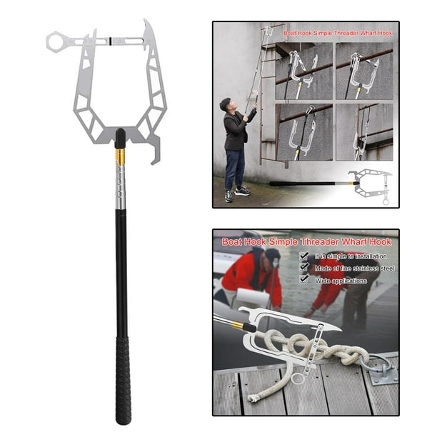 Durable Outdoor Easy Threading Rod Mooring Rope Multi-Purpose Dock Hook Boat  Telescopic Rod Fishing Accessories