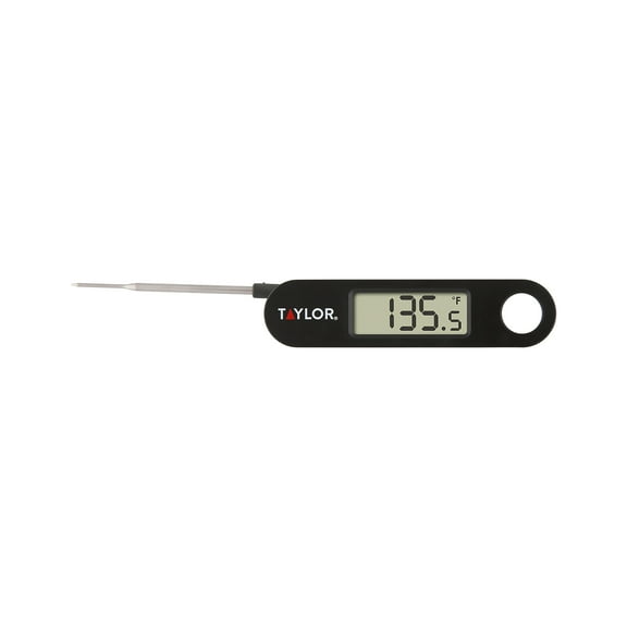 Taylor Precision Products Instant Read Digital Meat Food Grill BBQ Cooking Kitchen Thermometer, Folding Probe, Black
