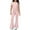 Pink, variant on Girls 2 Piece Outfit Set | Kids Matching Set with Ribbed Short Sleeve Top & High Waisted Kids Flare Pants, Soft Play Clothes, Blush Pink,Size 5-6T