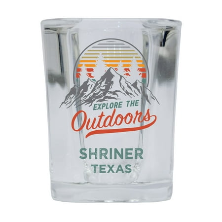 

Shriner Texas Explore the Outdoors Souvenir 2 Ounce Square Base Liquor Shot Glass 4-Pack