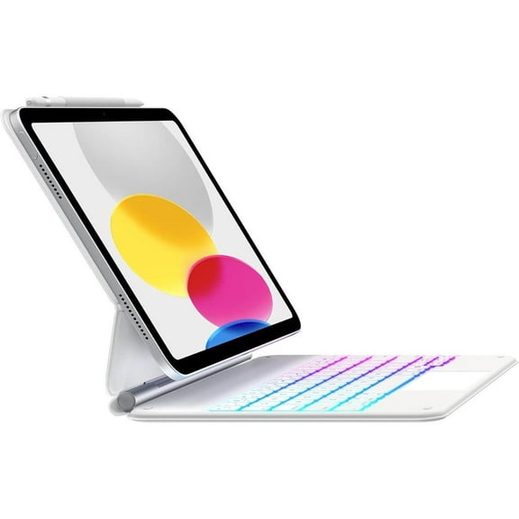 Keyboard Case for iPad 10th Generation, Organic-Silicon PU, Magic Magnetic Stand Keyboard for iPad 10 with Multi-Touch Trackpad, Floating Design, 7 Colors Backlit, Bluetooth