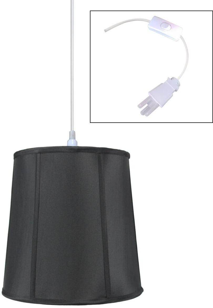 1Light Plug In Swag Pendant Lamp Black Shade