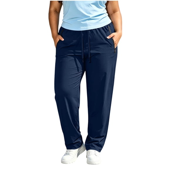Plus Size Women's Athletic Sweatpants Elastic Waist Straight Leg Jogger Trouser Fall Casual Workout Running Pants With Pockets