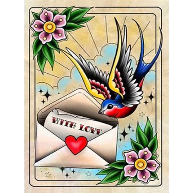 Cuadros Decorativos Kit de pintura de diamante 5D, carta de amor de paloma, taladro redondo completo, diamantes de imitación DIY Sywqhk Nuevos Originales