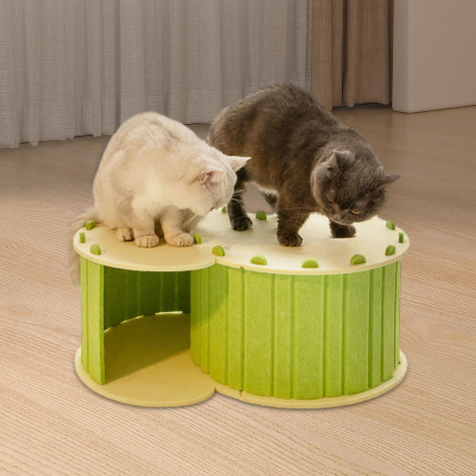 Stgfyxgs Cat Tunnel Bed, Pet Cat House All Seasons Hideout Portable Breathable with 2 Holes Removable Cover Compact Cat Nest Hideaway Cave Green