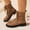 Brown, variant on Viluyesy Womens Moto Boots, Round Toe Low Heels Lace Up Fashion Mid Calf Combat Boots Brown US5.5