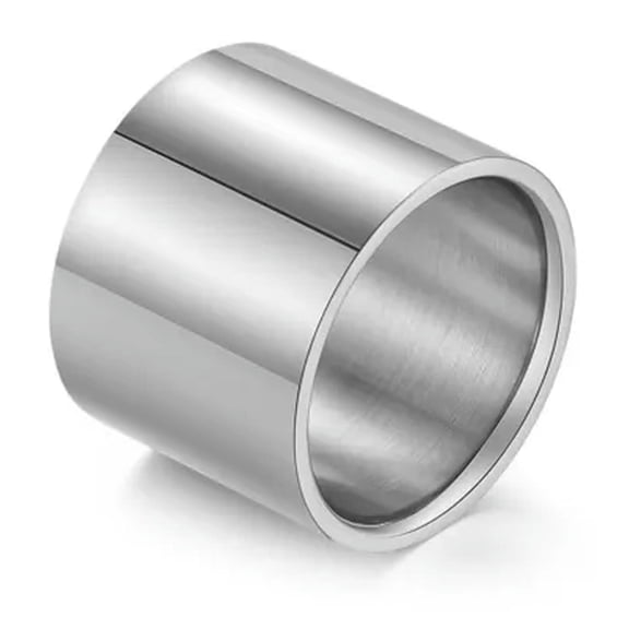 QQTDFG 18mm Mens Womens Stainless Steel Wide Ring Cool Plain Band Finish Flat Top Gift-Silver-11