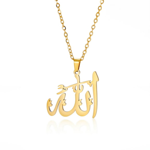 EUEAVAN Gold Arabic God Allah Pendant Necklace Stainless Steel Jewelry