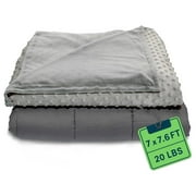 YOSITiuu Weighted Blanket for Adults - 20 LB King Size Heavy Blanket for Cooling & Heating - 100% Cotton Big Blanket w/ Glass Beads, Machine Washable Blankets - 86"x92", Grey