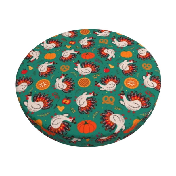 Balery Cartoon Turkey Fundas de asiento para taburete de bar redondo de tela de terciopelo ajustables que protegen de arañazos y manchas para sillas de 14 a 17 pulgadas.-13 inch