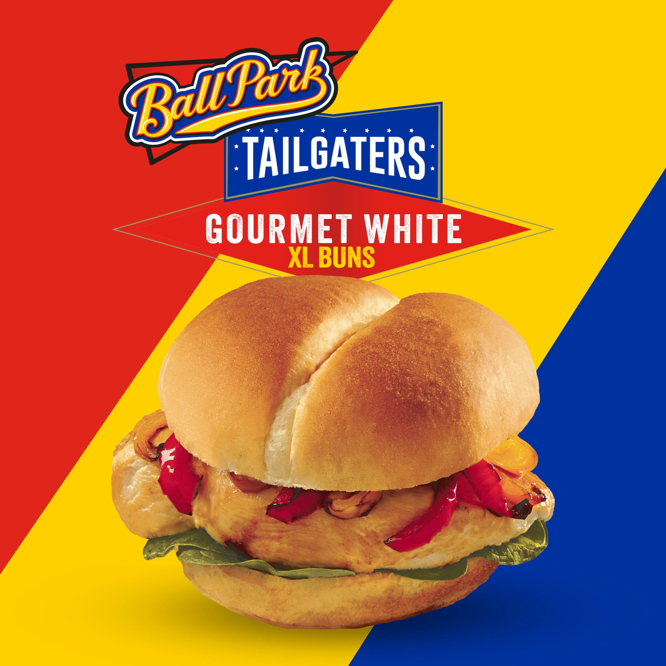 Ball Park Tailgaters Gourmet Extra Large Buns, 8 count, White Hamburger Buns, 21 oz Bag