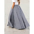 thumbnail image 2 of Sky Blue Gingham High Waist Flowing Maxi Skirt, Casual A-Line Skirt With Side Pocket, 2 of 4